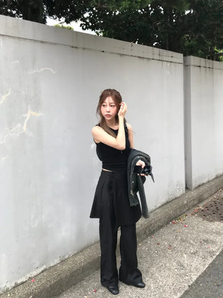 Dami Strap Layered Wrap Skirt Slacks