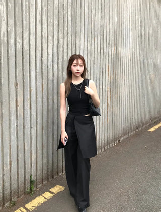 Dami Strap Layered Wrap Skirt Slacks