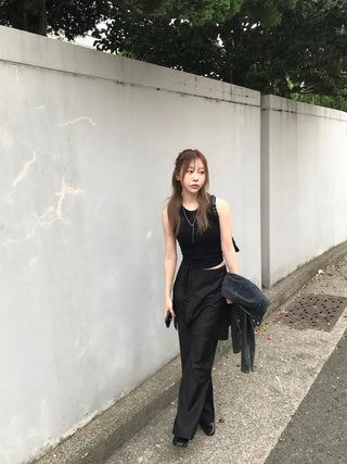 Dami Strap Layered Wrap Skirt Slacks