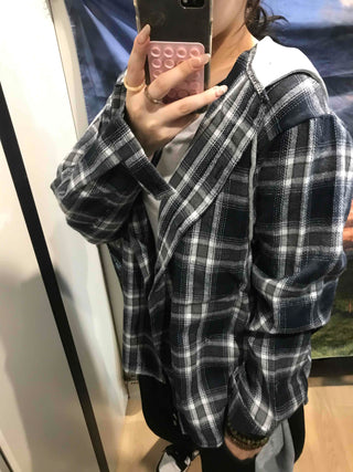Y2K Street Oversized Check Hoodie