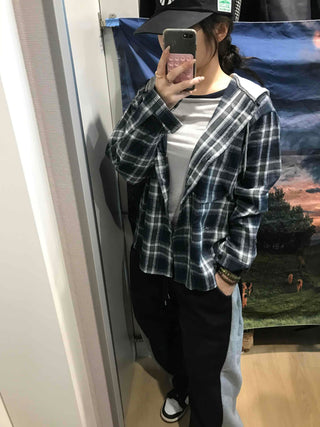 Y2K Street Oversized Check Hoodie