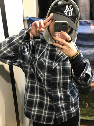 Y2K Street Oversized Check Hoodie