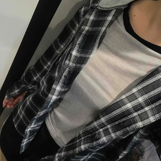 Y2K Street Oversized Check Hoodie