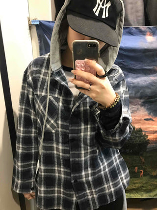 Y2K Street Oversized Check Hoodie