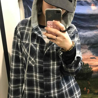 Y2K Street Oversized Check Hoodie