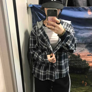 Y2K Street Oversized Check Hoodie