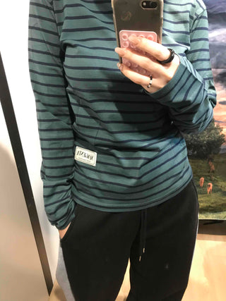 Vintage Striped Round Long Sleeve T-shirt