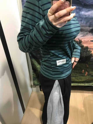 Vintage Striped Round Long Sleeve T-shirt