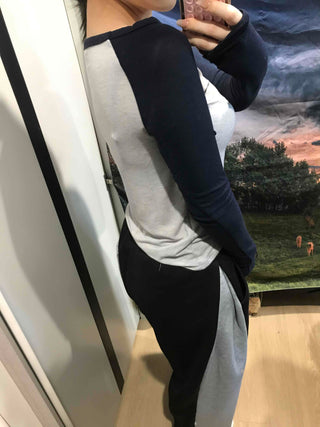 Color Block Raglan Crop Long Sleeve Tee