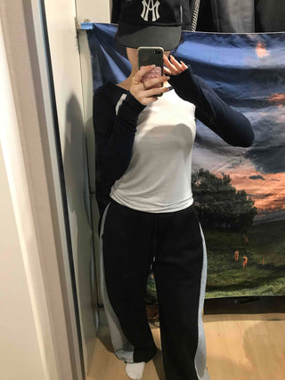 Color Block Raglan Crop Long Sleeve Tee