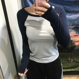 Color Block Raglan Crop Long Sleeve Tee