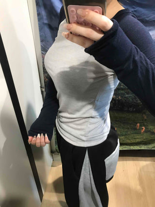 Color Block Raglan Crop Long Sleeve Tee