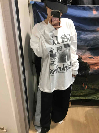 Vintage Graphic Lettering Oversized Long Sleeve T-shirt