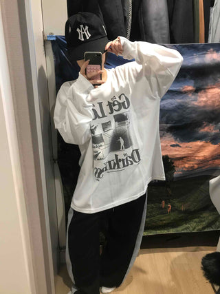 Vintage Graphic Lettering Oversized Long Sleeve T-shirt