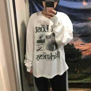 Vintage Graphic Lettering Oversized Long Sleeve T-shirt