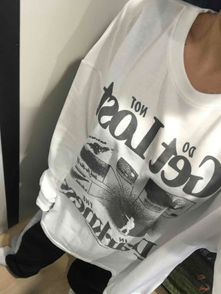 Vintage Graphic Lettering Oversized Long Sleeve T-shirt