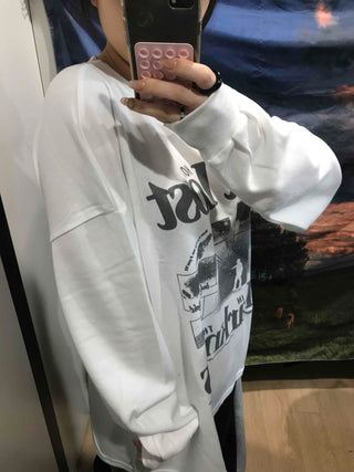 Vintage Graphic Lettering Oversized Long Sleeve T-shirt