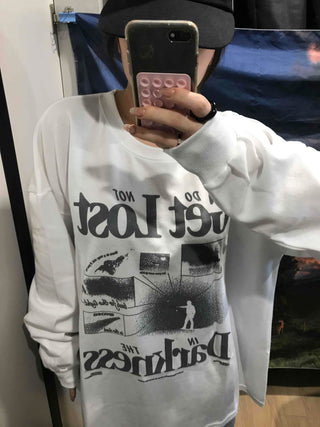Vintage Graphic Lettering Oversized Long Sleeve T-shirt