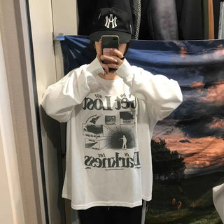 Vintage Graphic Lettering Oversized Long Sleeve T-shirt