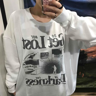 Vintage Graphic Lettering Oversized Long Sleeve T-shirt