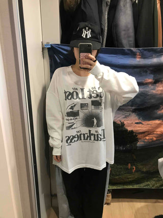 Vintage Graphic Lettering Oversized Long Sleeve T-shirt