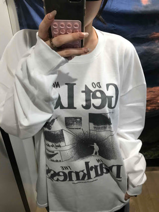 Vintage Graphic Lettering Oversized Long Sleeve T-shirt