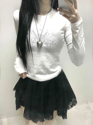 Simple Slim Printed Long Sleeve T-shirt