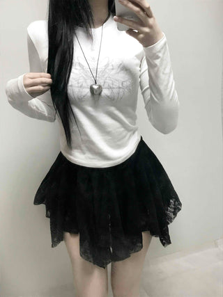 Simple Slim Printed Long Sleeve T-shirt