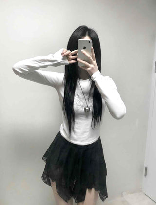 Simple Slim Printed Long Sleeve T-shirt