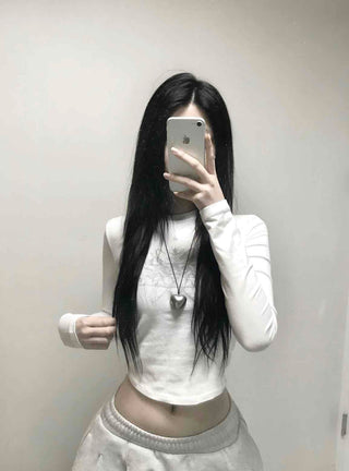 Simple Slim Printed Long Sleeve T-shirt