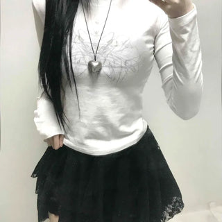 Simple Slim Printed Long Sleeve T-shirt