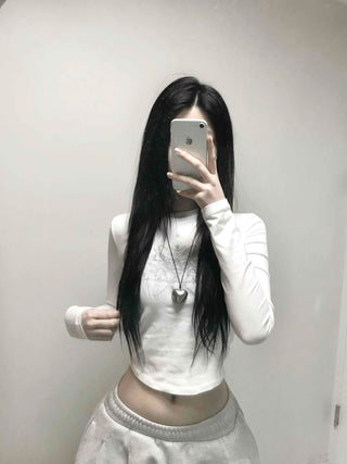 Simple Slim Printed Long Sleeve T-shirt