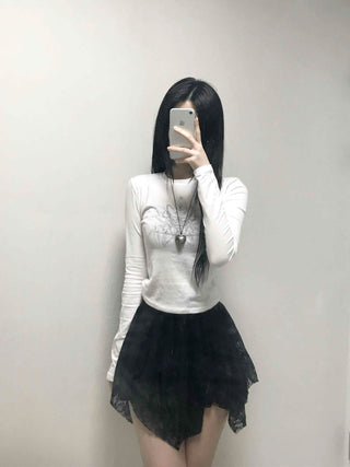 Simple Slim Printed Long Sleeve T-shirt