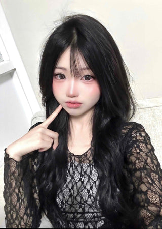 Dark Crochet Net All-Lace Slim Crop Long Sleeve Tee