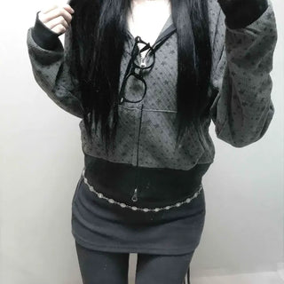 All-Over Logo Pattern Short Zip-Up Hoodie