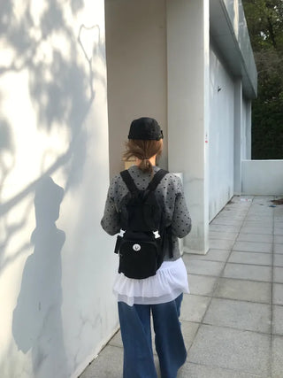 Mijoo Dot Round Neck Knit Cardigan