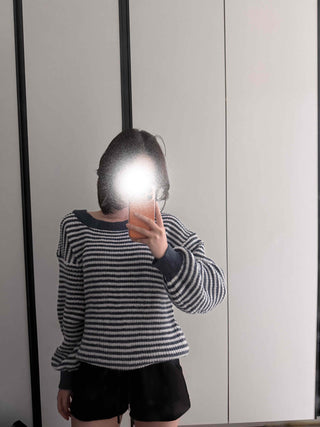 Sailor Boat Neck Drop Shoulder Cozy Striped Knit