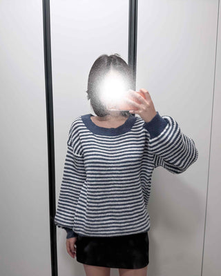 Sailor Boat Neck Drop Shoulder Cozy Striped Knit