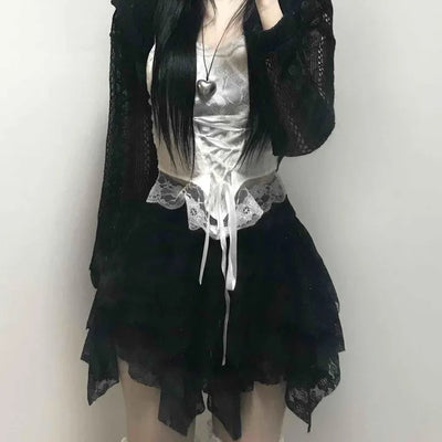 Fairy Hem Layered Asymmetrical Gothic Mini Skirt