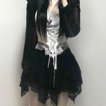 Fairy Hem Layered Asymmetrical Gothic Mini Skirt