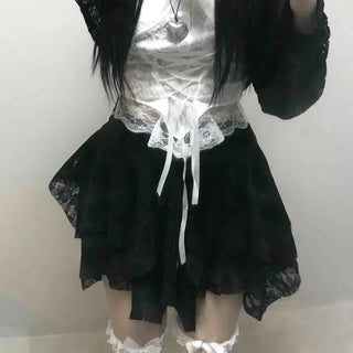 Fairy Hem Layered Asymmetrical Gothic Mini Skirt