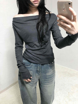 Loose Fit Long Denim Pants with Cut-off Details