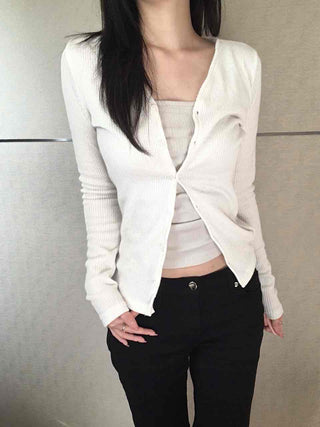 Peplum Ruffle Frill Ribbed Knit Cardigan