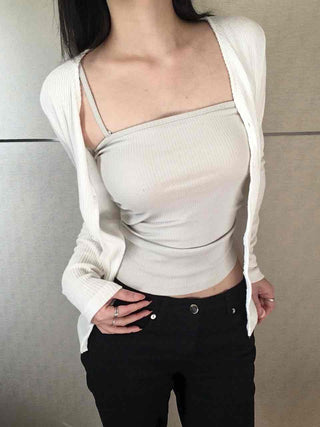 Peplum Ruffle Frill Ribbed Knit Cardigan