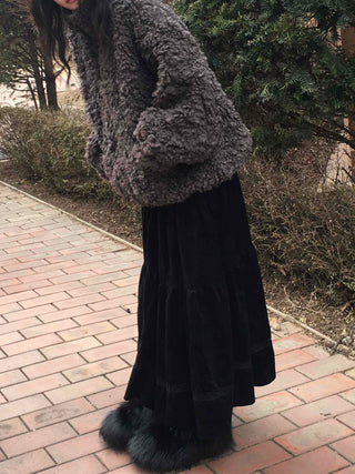 Curly Boa Loose Fit Short Zip-Up
