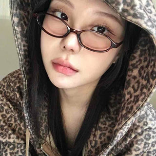 Vintage Leopard Print Fuzzy Fleece Drawstring Zip-up