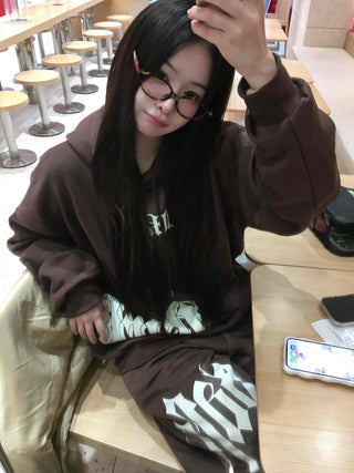Campus Vintage Printed Hooded Terry Jogger Two-Piece