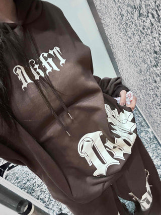Campus Vintage Printed Hooded Terry Jogger Two-Piece