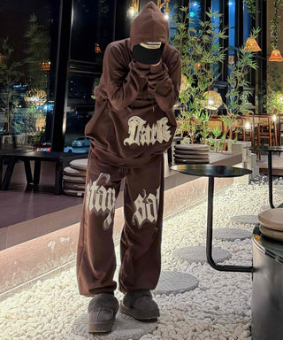 Campus Vintage Printed Hooded Terry Jogger Two-Piece