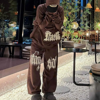 Campus Vintage Printed Hooded Terry Jogger Two-Piece